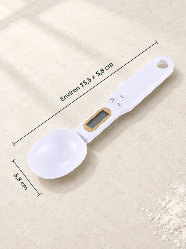 A clean dimension graphic photographed as a pale-counter product still life. Show the complete exact